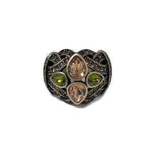 Heidi Daus Gold and Green Statement Ring